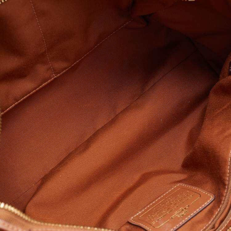 Pre Owned Coach Brown/Green Leather and Suede Blake Carryall Tote