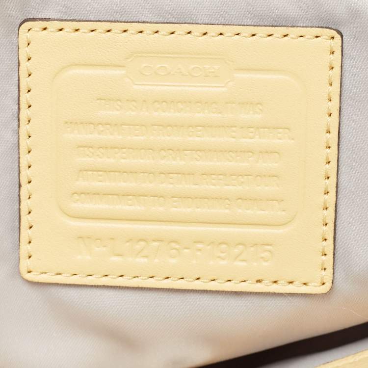 Pre Owned Coach Yellow Op Art Patent Leather Kisslock Tote