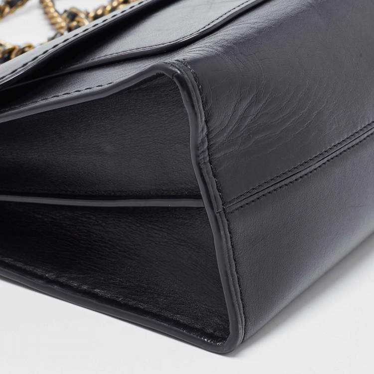 Pre Owned Coach Black Leather Small Parker Chain Flap Shoulder Bag