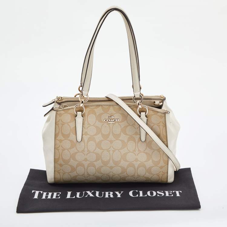 مملوكة مسبقًا Coach Beige/Tan Signature Coated Canvas and Leather Christie Carryall Shoulder Bag