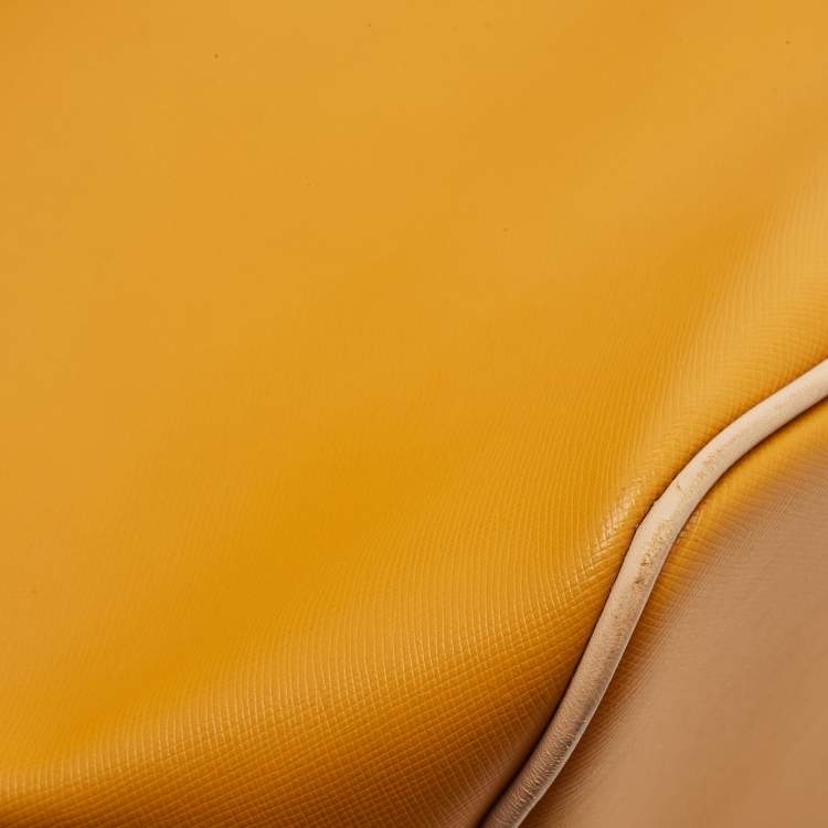 Pre Owned Coach Beige/Custard Yellow Leather Park Metro Shopper Tote