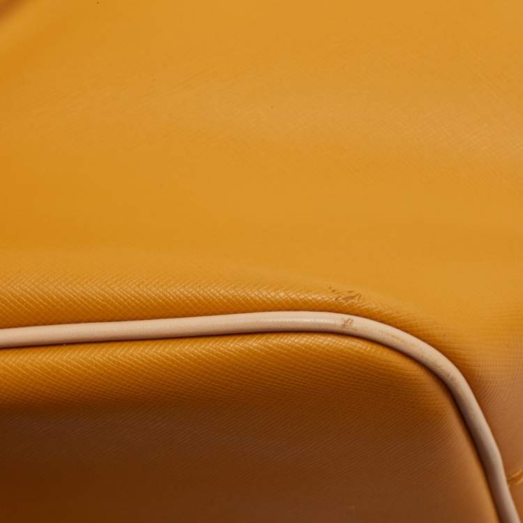 Pre Owned Coach Beige/Custard Yellow Leather Park Metro Shopper Tote