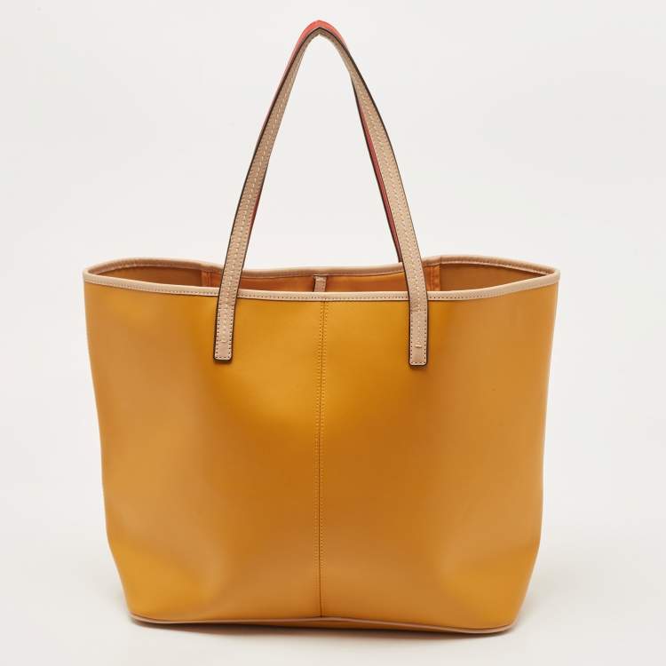Pre Owned Coach Beige/Custard Yellow Leather Park Metro Shopper Tote