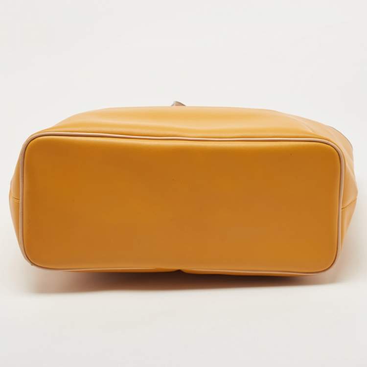 Pre Owned Coach Beige/Custard Yellow Leather Park Metro Shopper Tote