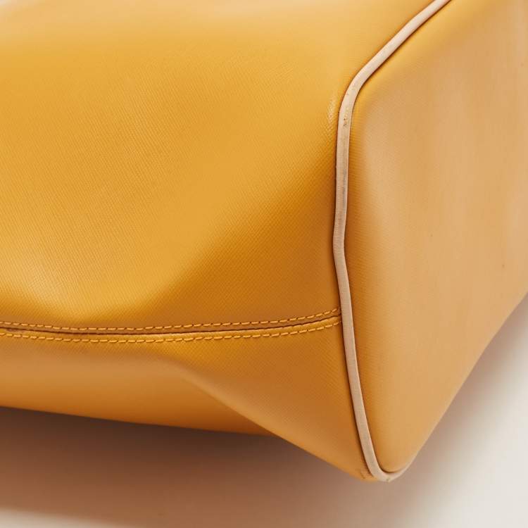 Pre Owned Coach Beige/Custard Yellow Leather Park Metro Shopper Tote