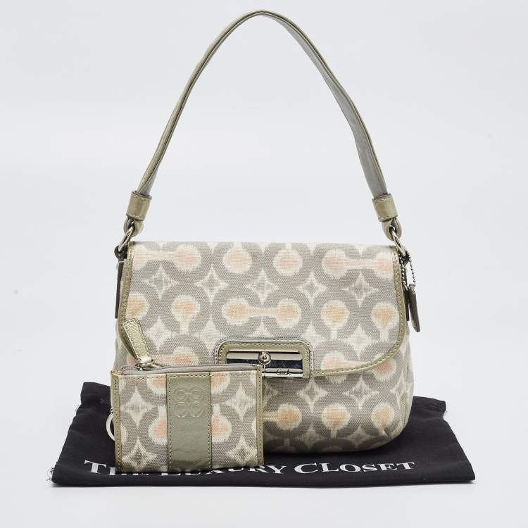 Pre Owned Coach Grey/Multicolor Signature Canvas Op Art Kristin Shoulder Bag