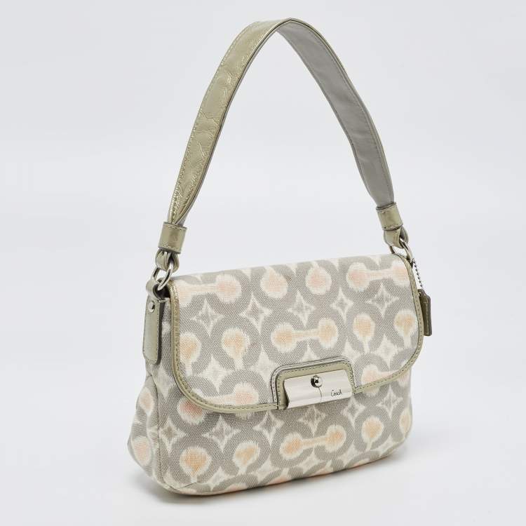 Pre Owned Coach Grey/Multicolor Signature Canvas Op Art Kristin Shoulder Bag