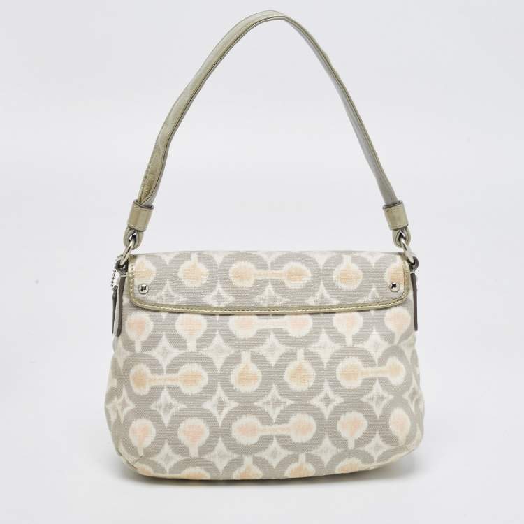 Pre Owned Coach Grey/Multicolor Signature Canvas Op Art Kristin Shoulder Bag