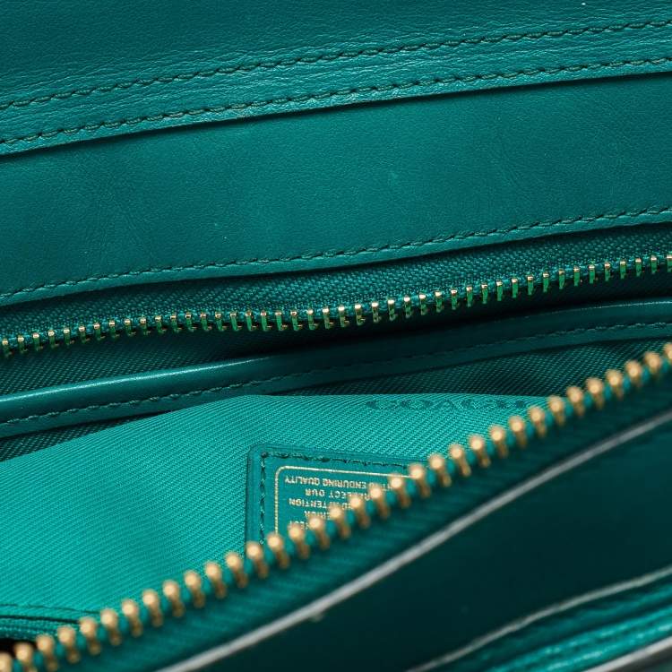 Pre Owned Coach Green Leather Swagger 27 Carryall Satchel