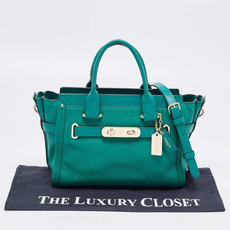Pre Owned Coach Green Leather Swagger 27 Carryall Satchel