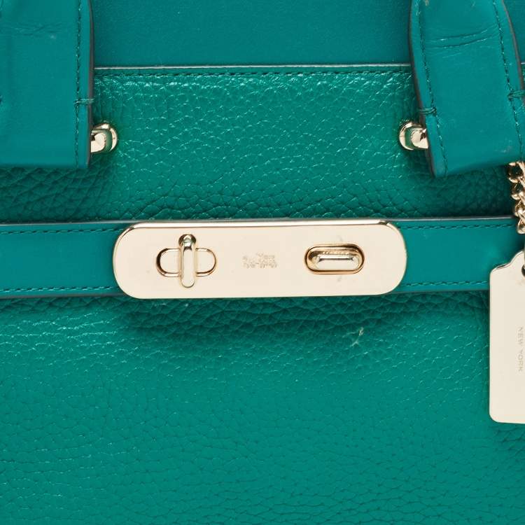Pre Owned Coach Green Leather Swagger 27 Carryall Satchel