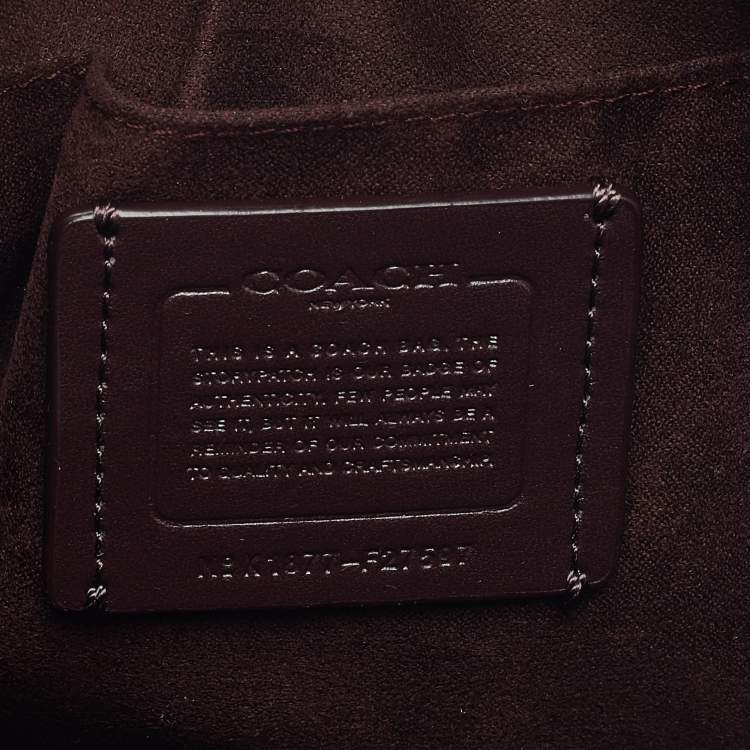 Pre Owned Coach Dark Red Signature Embossed Patent and Leather Mini Sierra Satchel