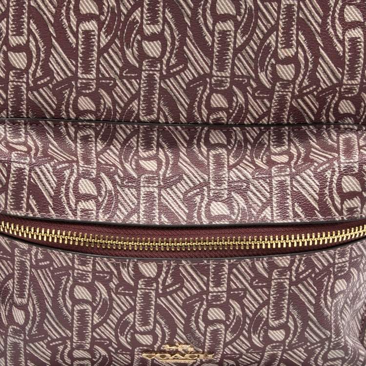 Pre Owned Coach Maroon Signature Coated Canvas and Leather Backpack