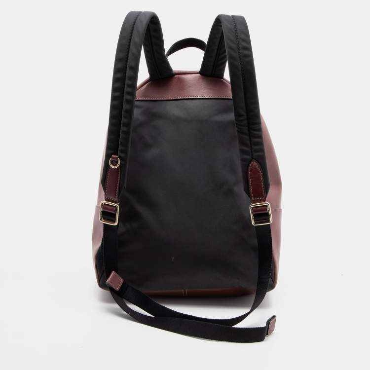 Pre Owned Coach Maroon Signature Coated Canvas and Leather Backpack