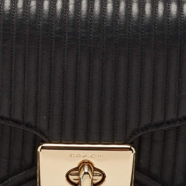 Pre Owned Coach Black Quilted Leather Top Handle Bag 
