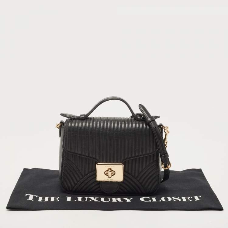 Pre Owned Coach Black Quilted Leather Top Handle Bag 