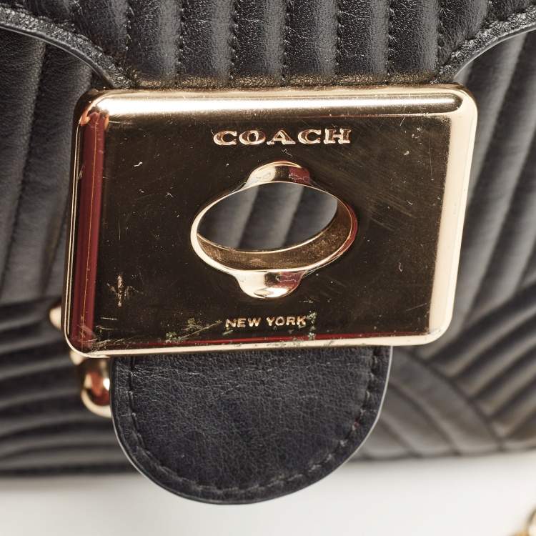 Pre Owned Coach Black Quilted Leather Top Handle Bag 