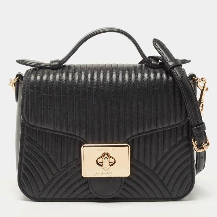 Coach Black Quilted Leather Top Handle Bag Coach