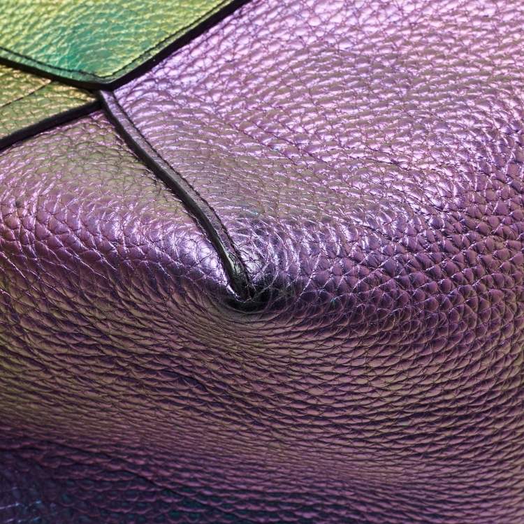 Pre Owned Coach Multicolor Iridescent Leather Market Tote 