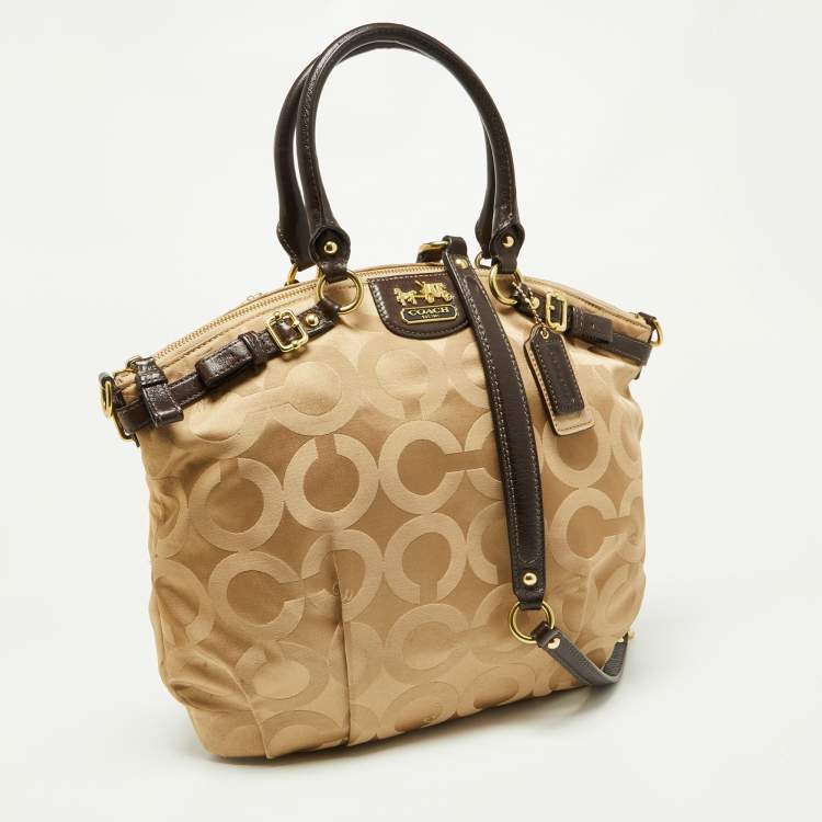 مملوكة مسبقًا Coach Beige/Brown Signature Canvas and Leather Sophia Satchel