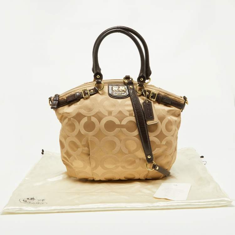 مملوكة مسبقًا Coach Beige/Brown Signature Canvas and Leather Sophia Satchel