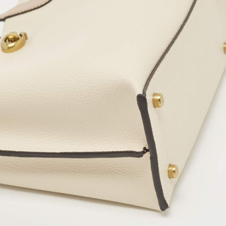 Pre Owned Coach Off White/Pink Leather Willow Tote