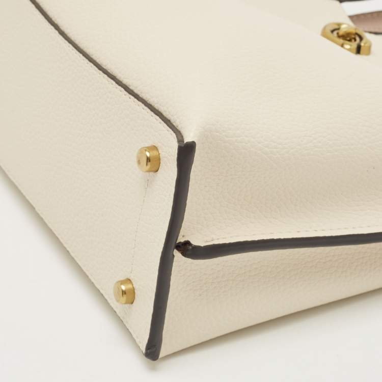 Pre Owned Coach Off White/Pink Leather Willow Tote
