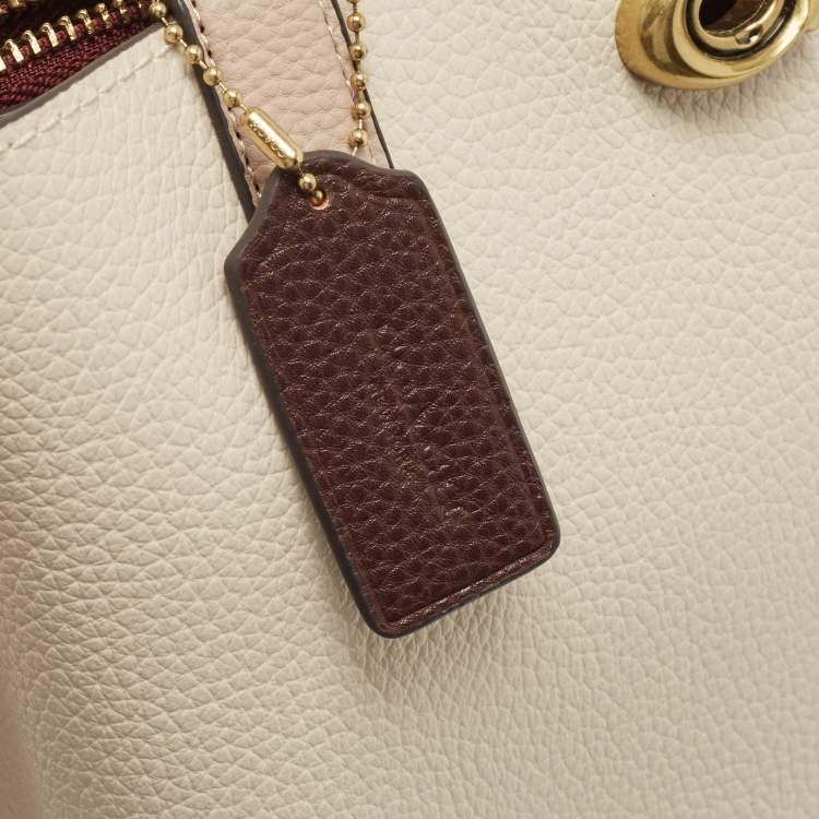 Pre Owned Coach Off White/Pink Leather Willow Tote