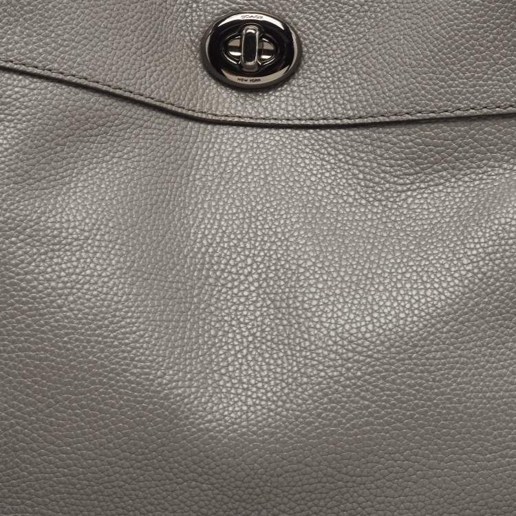 Pre Owned Coach Grey Leather Turnlock Edie Shoulder Bag
