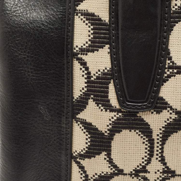 Pre Owned Coach Black/White Signature Canvas and Leather Legacy Haley Satchel