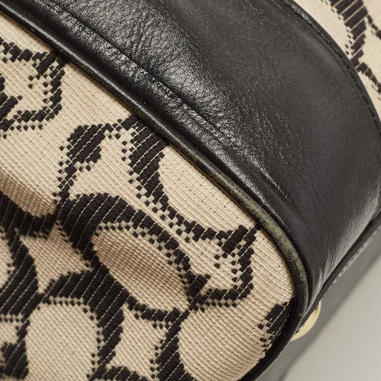 Pre Owned Coach Black/White Signature Canvas and Leather Legacy Haley Satchel