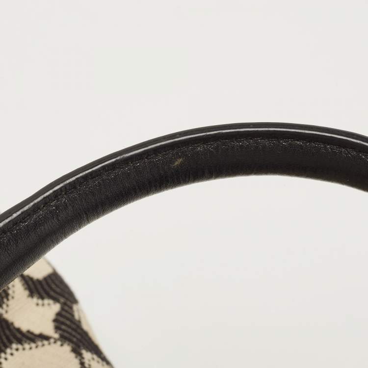 Pre Owned Coach Black/White Signature Canvas and Leather Legacy Haley Satchel