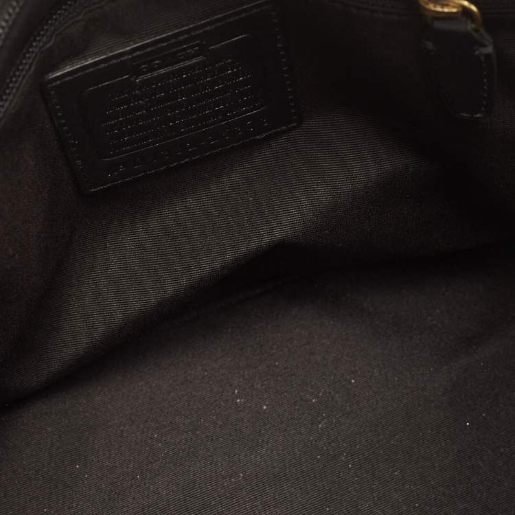Pre Owned Coach Black/White Signature Canvas and Leather Legacy Haley Satchel