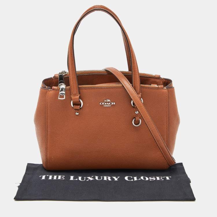 Pre Owned Coach Brown Leather Stanton 26 Carryall Tote