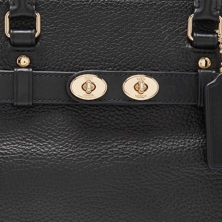 Pre Owned Coach Black Leather Blake 25 Carryall Tote