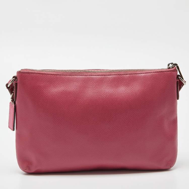 Pre Owned Coach Pink Leather Pop Up Pouch Crossbody Bag