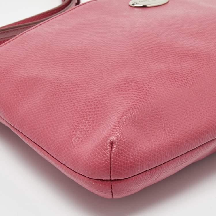 Pre Owned Coach Pink Leather Pop Up Pouch Crossbody Bag