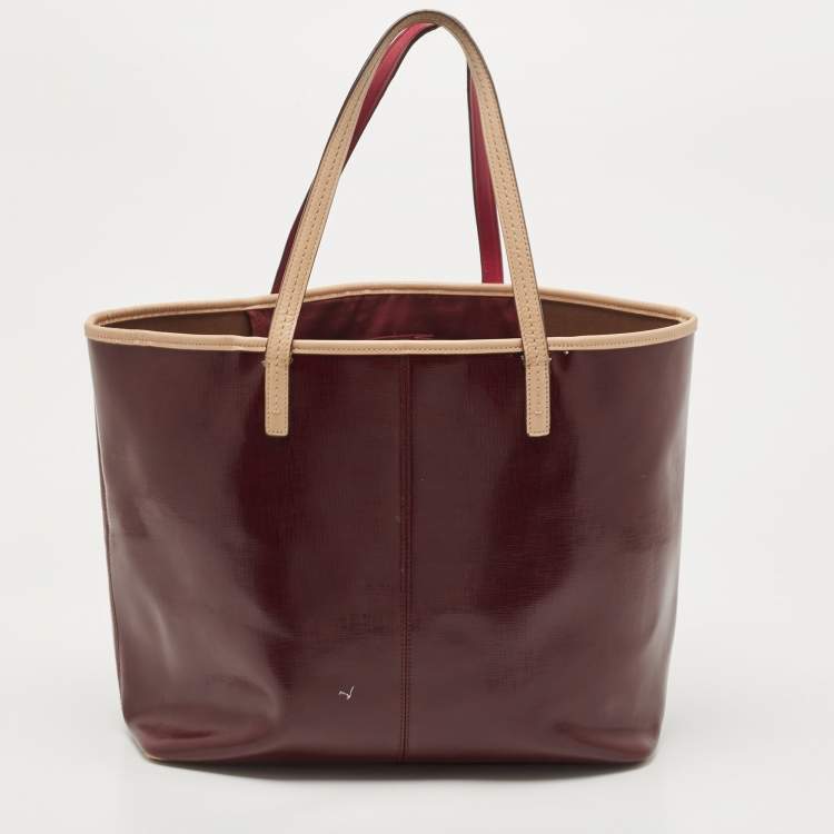Pre Owned Coach Burgundy Patent Leather Metro Tote