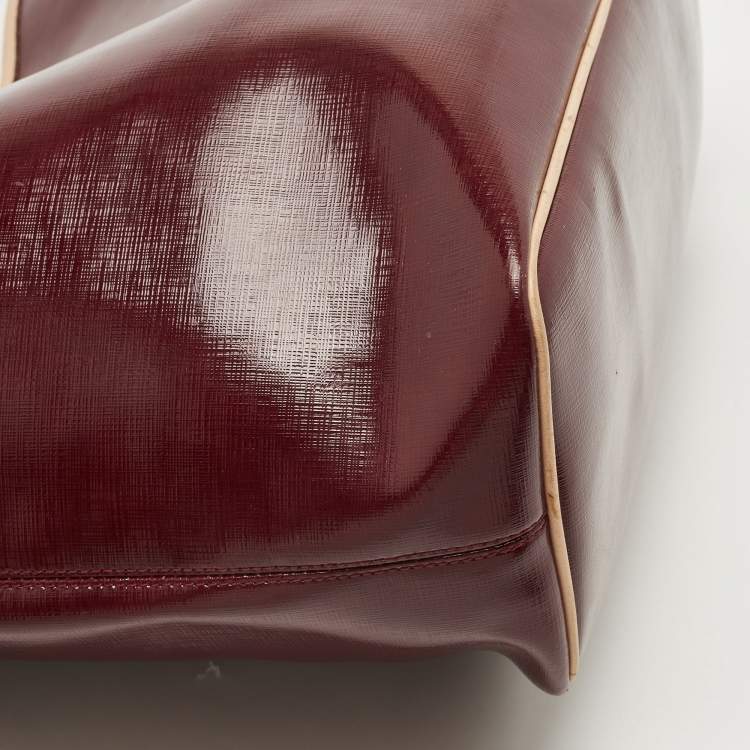 Pre Owned Coach Burgundy Patent Leather Metro Tote