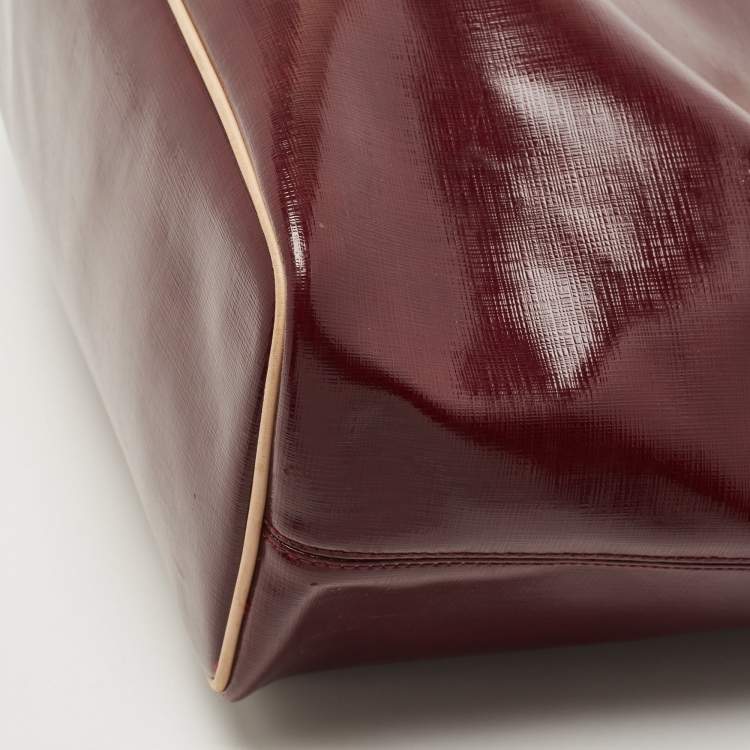 Pre Owned Coach Burgundy Patent Leather Metro Tote
