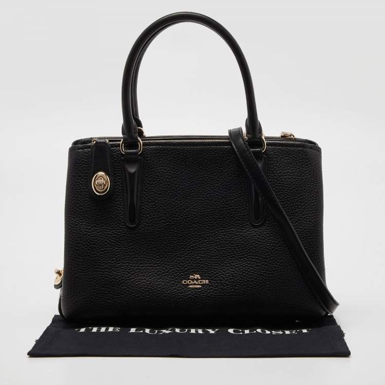 Pre Owned Coach Black Leather Brooklyn Carryall 28 Tote