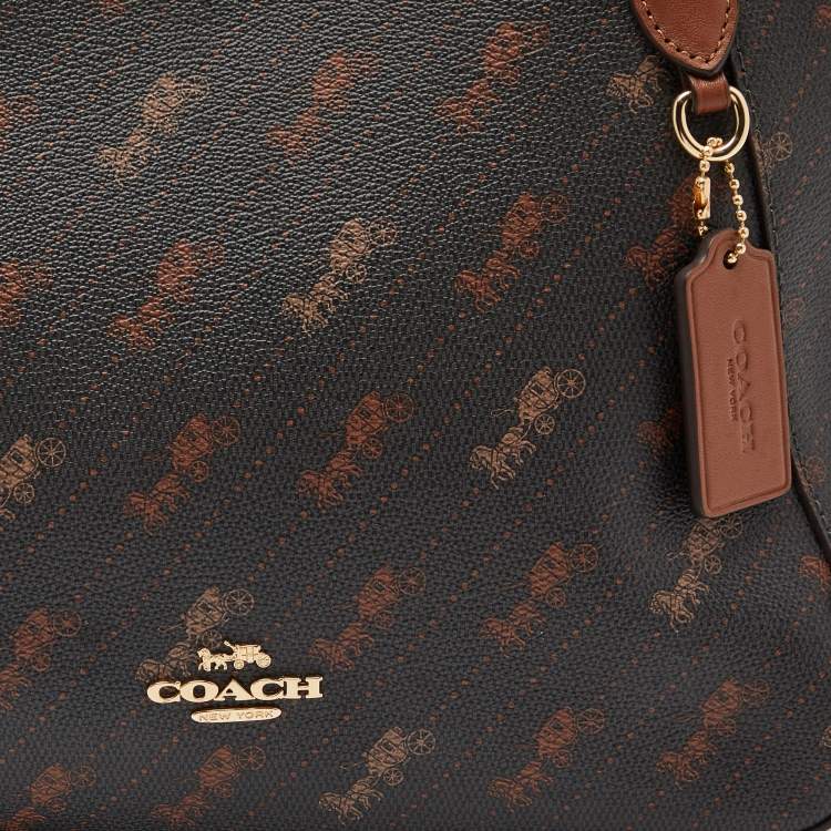 Pre Owned Coach Brown Siganature Coated Canvas and Leather Tote