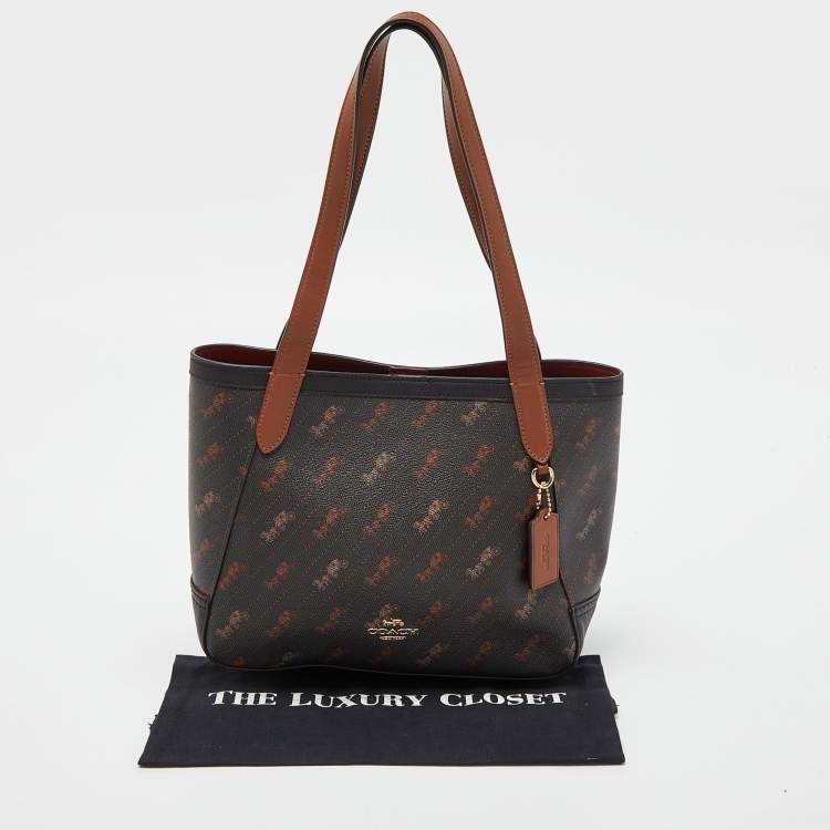 Pre Owned Coach Brown Siganature Coated Canvas and Leather Tote