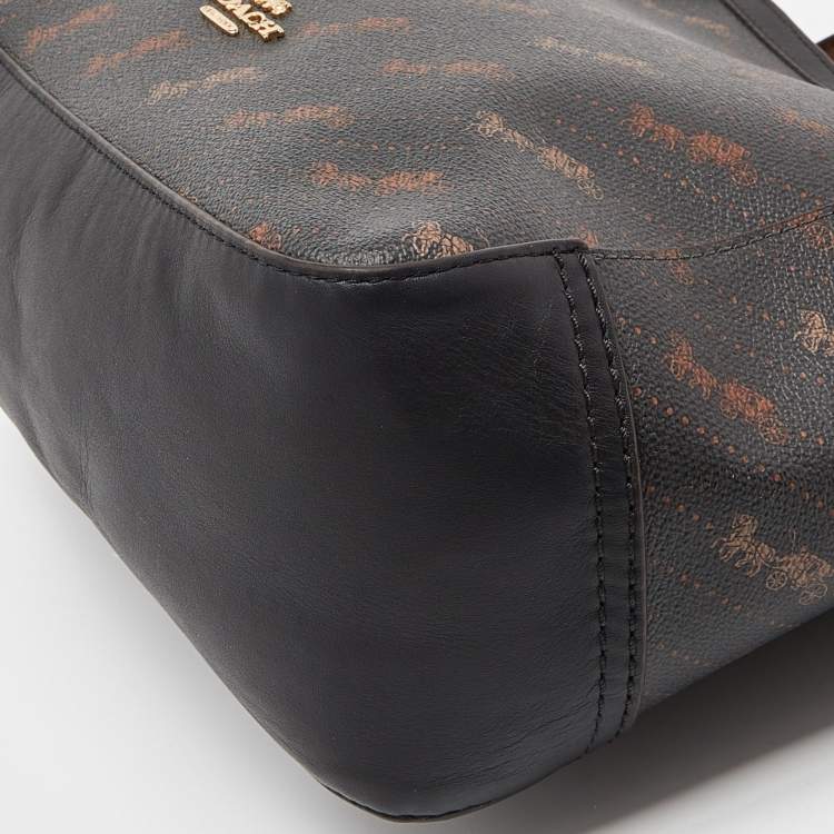 Pre Owned Coach Brown Siganature Coated Canvas and Leather Tote