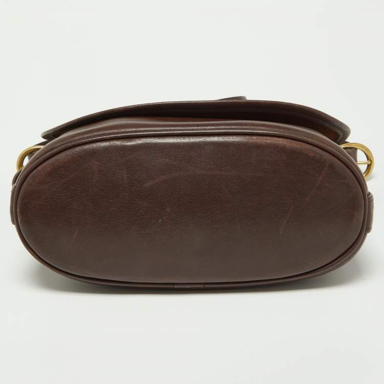 Pre Owned Coach Brown Leather Vintage Flap Crossbody Bag