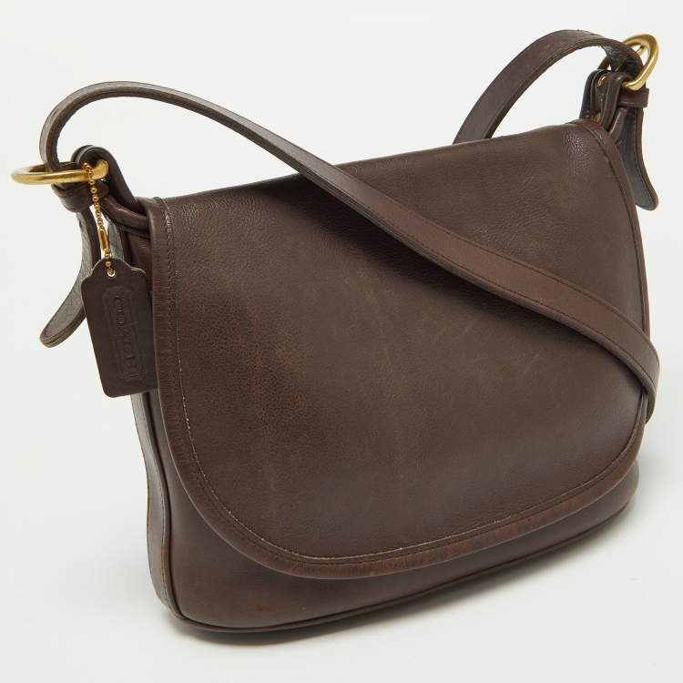 Pre Owned Coach Brown Leather Vintage Flap Crossbody Bag