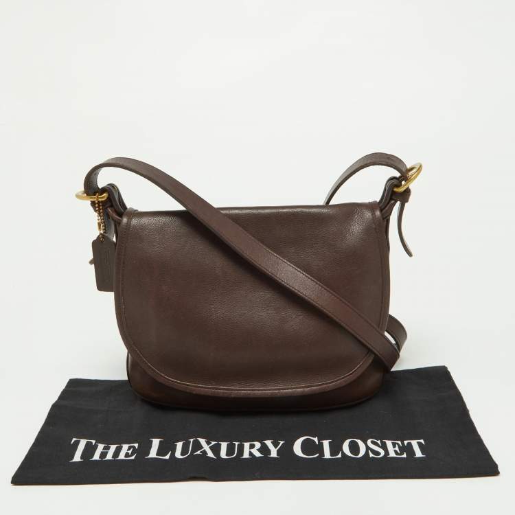 Pre Owned Coach Brown Leather Vintage Flap Crossbody Bag