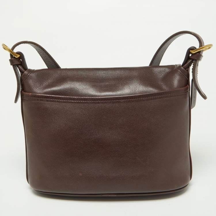 Pre Owned Coach Brown Leather Vintage Flap Crossbody Bag