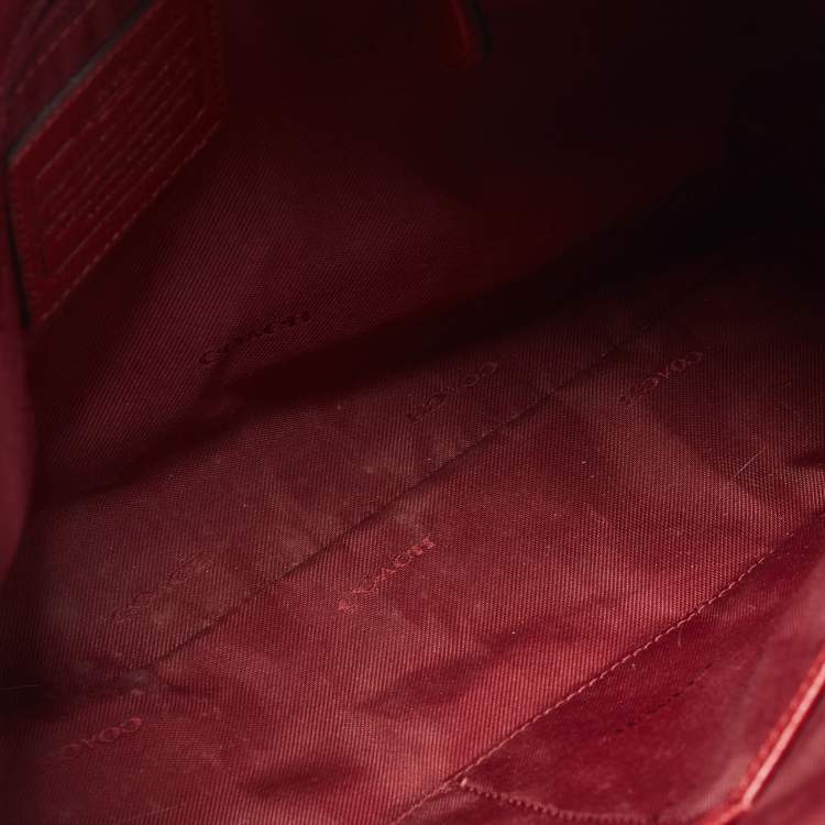 Pre Owned Coach Red Leather Crossbody Bag