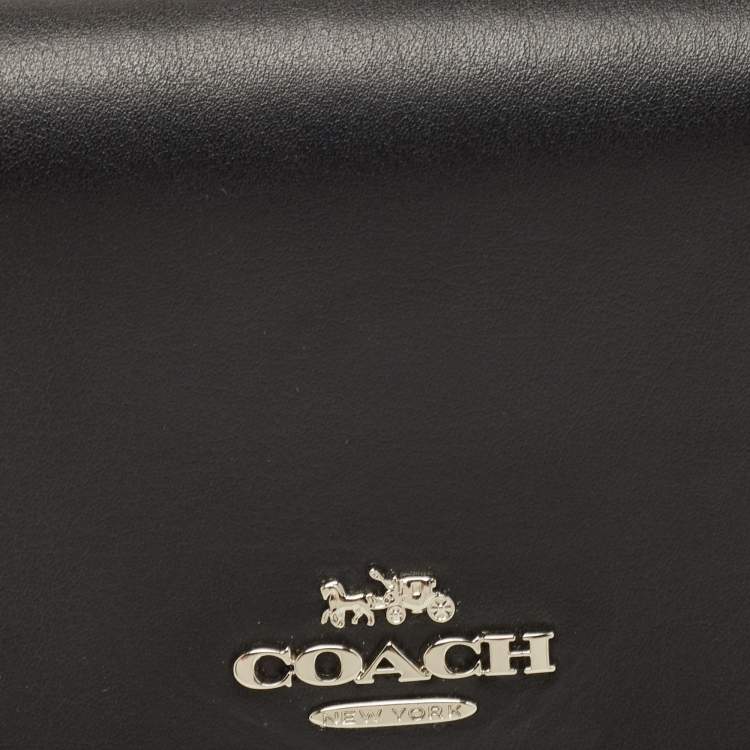 Pre Owned Coach Black/Grey Signature Coated Canvas and Leather Slim Envelope Wallet